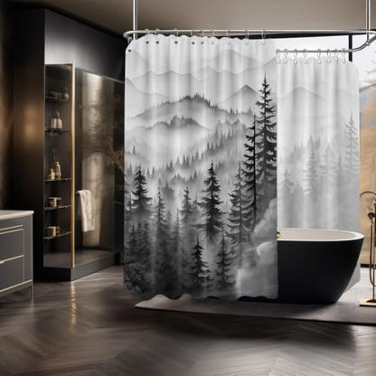 Black and White Extra Wide Shower Curtain, 108X72 in for Clawfoot Tub
