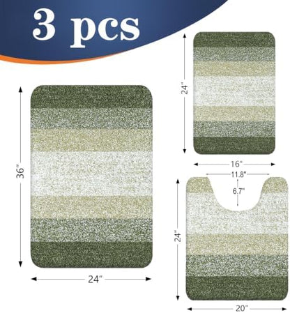 OLANLY Microfiber Bathroom Rugs Sets 3 Piece, 36"x24"+24"x16"+24"x20"