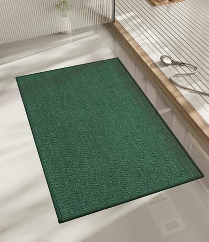 chakme Bathroom Rugs Mat 32x17, Ultra Thin Non Slip Bath Mat Quick Dry Absorbent Bath Mat for Bathroom Floor, (Green, 32"x17")