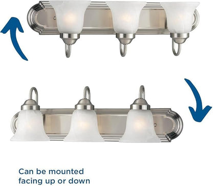 Progress Lighting P3053-09 Alabaster Glass Bath & Vanity, 24-Inch Width x 7-1/4-Inch Height, Brushed Nickel