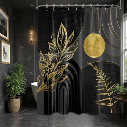 Black and Gold Shower Curtain, 60X72 in, Mid Century Modern Cool