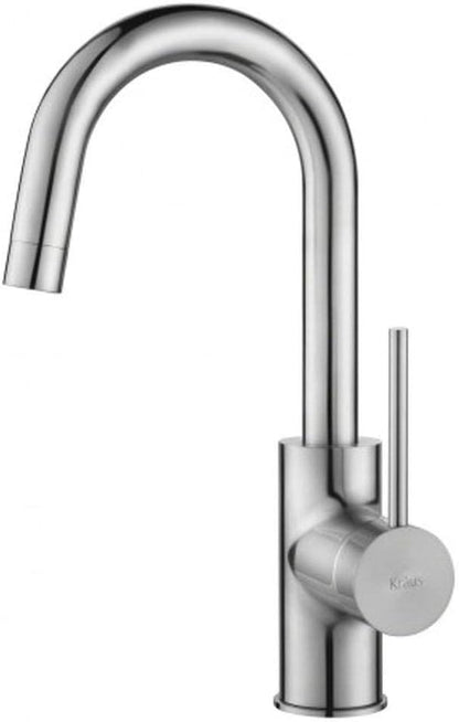 KRAUS Spot Free Oletto Single Handle Kitchen Bar Faucet in All-Brite Stainless Steel Finish, KPF-2600SFS (Pack of 1)