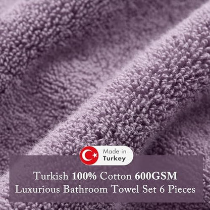 Madison Park 100% Turkish Cotton 600 GSM Bath Towel Set, 6 Piece, Purple