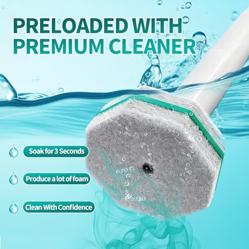 Disposable Toilet Brush, Toilet Bowl Cleaning System with 48 Count Wand Refills, Clean Brush Starter Kit with 1 Wand, 1 Storage Caddy and 1 wall Sticker (White)