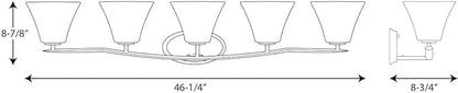 Progress Lighting P2016-09 Bravo 5-Lt. Bath and Vanity Fixture with Etched glass shades,Brushed Nickel