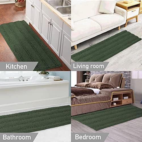 Turquoize Bathroom Runner Rug 20"x59", Soft Absorbent Chenille Bath Rug