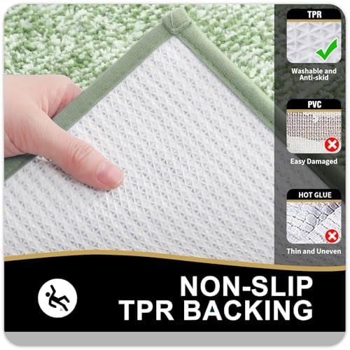OLANLY Bathroom Runner Rugs 44x24, Long Bath Mats for Bathroom, Sage Green