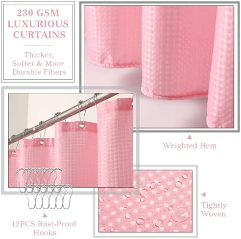 Pink Bathroom Accessories Set with Shower Curtain and Rugs, Decor