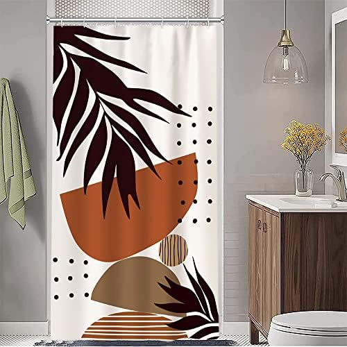 Mid Century Terracotta Stall Shower Curtain with Hooks 36x72 Inch