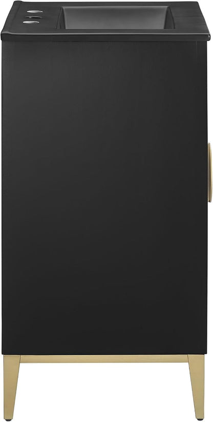 Modway Beau 24 Inch Wood Bathroom Vanity Cabinet in Black Black