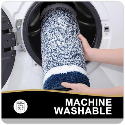 OLANLY Large Bathroom Rugs 40x24, Soft Absorbent Microfiber Bath Rugs, Navy