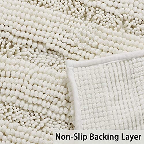 2-Piece Bathroom Rug Set with U-Shaped Mat, Soft Absorbent Chenille, Cream