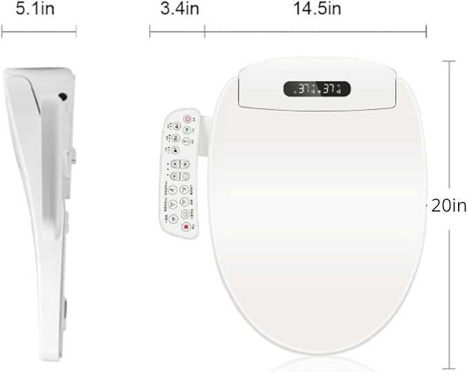 Electric Bidet Toilet Seat, Filtered & Unlimited Warm Water, 8 Modes Spa Wash, Warm Air Dryer, Heated Seat, Self-Clean Stainless Steel Nozzle, HD Night Light. 10-year warranty. (TB-26EV, Elongated)