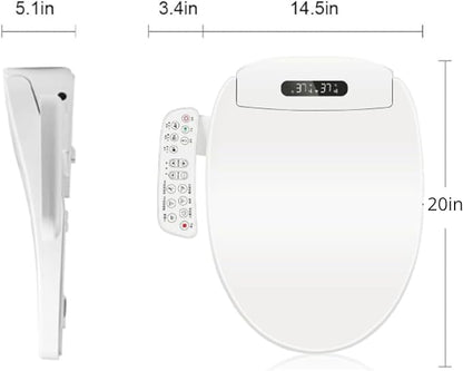 Electric Bidet Toilet Seat, Filtered & Unlimited Warm Water, 8 Modes Spa Wash, Warm Air Dryer, Heated Seat, Self-Clean Stainless Steel Nozzle, HD Night Light. 10-year warranty. (TB-26EV, Elongated)