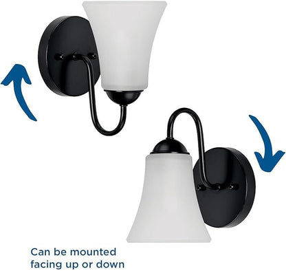 Progress Lighting Classic Collection 1-Light Etched Glass Traditional Bath Vanity Light Matte Black