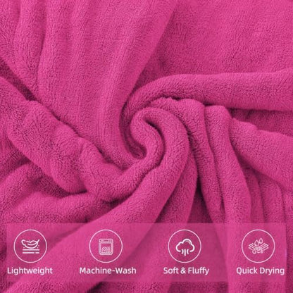 6-PCS Coral Fleece Microfiber Towel Set with Gold Stripes, Super Absorbent, Multiple Colors Available for Home, Bathroom, Hotel & Gym (6, Rose red)