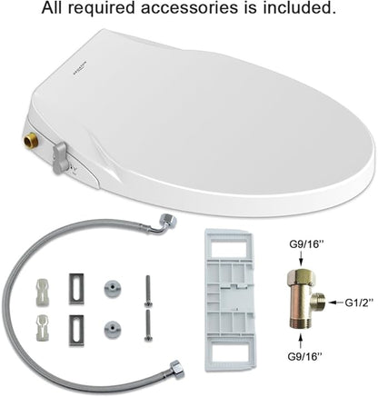 Toilet Seat Bidet Seat with Self Cleaning Dual Nozzles Non electric Separated Rear & Feminine Cleaning Natural Water Spray, soft close toilet seat,Easy DIY Installation