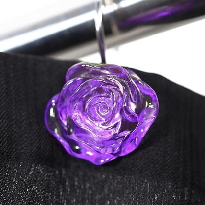 Purple Rose Shower Curtain Hooks: Cute Flower Bathroom Curtain Rings12Pcs