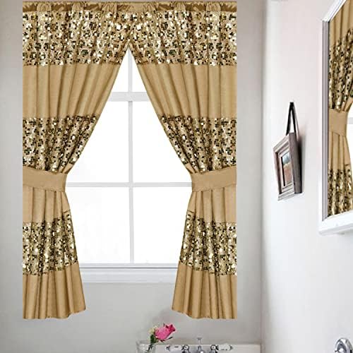 Zahari Home Sinatra Window Curtain Bathroom Window Curtain,36" x 54" Each, Set of 2, Champagne