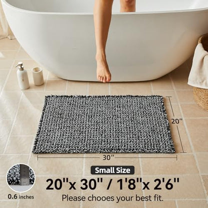 Triohero Waffle Bath Mat, Boho Bathroom Rugs Non Slip, 20x30 Black & White