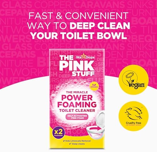 Stardrops The Pink Stuff Miracle Power Foaming Toilet Cleaner – Self-Activating Formula for Deep Cleaning,Stain Removal,and a Fresh Shine – Bathroom Essential,(Pack of 6)