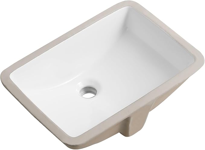 18 Inch Undermount Bathroom Sink White Ceramic Rectangular Under Counter Bathroom Sink for Cabinet Porcelain Vanity Sinks,Overflow Type (18.4"x13.0")