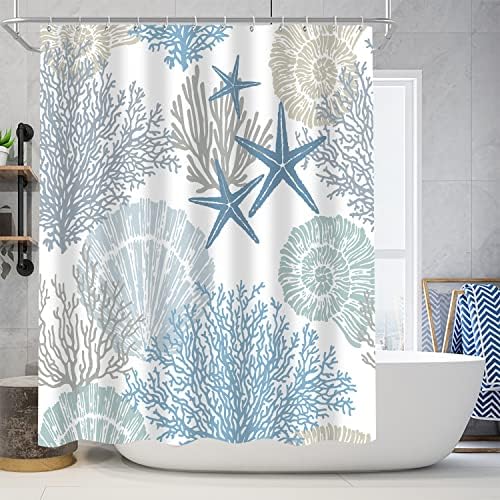 Nkzply 4Pcs Beach Shower Curtain Bathroom Sets with Shower Curtain and Rugs