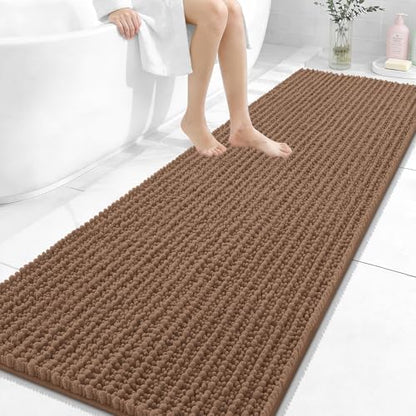 OLANLY Bathroom Runner Rugs 70x24, Thick Soft Absorbent Chenille Bath Rugs