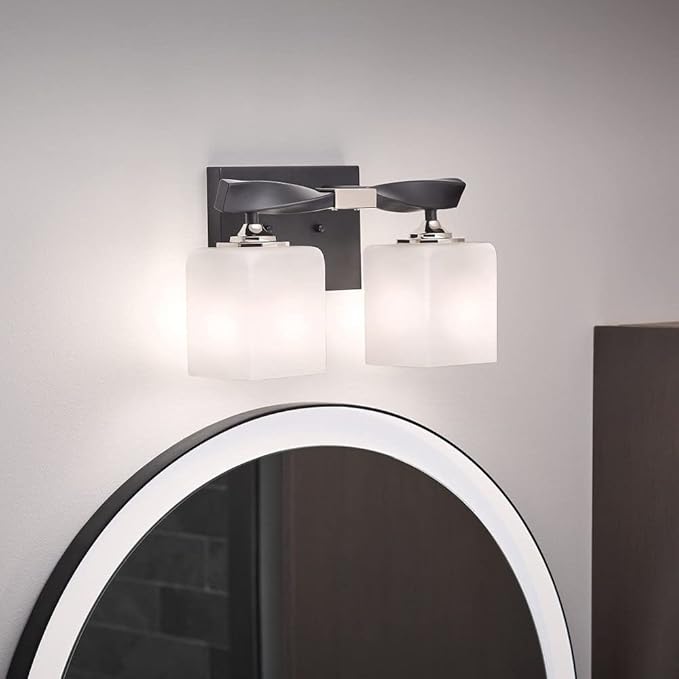 KICHLER Marette 13.5 " 2 Light Vanity Light with Satin Etched Cased Opal Glass in Brushed Nickel