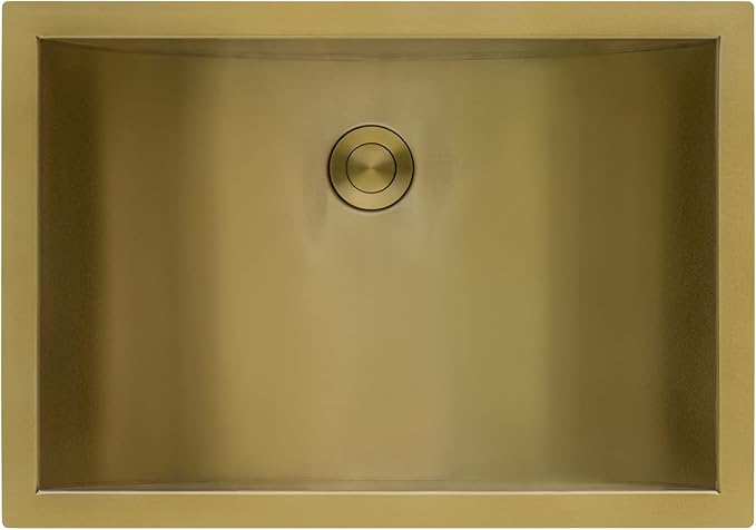 Ruvati Satin Gold Brass Tone Undermount Bathroom Sink 16 x 11 inch Stainless Steel - RVH6107GG
