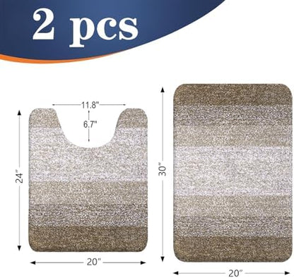 OLANLY Micorfiber Bathroom Rug Set 2 Piece, 30"x20"+U-Shaped 24"x20"