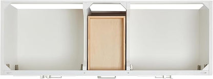 ARIEL Stafford 60-inch Bathroom Vanity with Sink,Solid Wood, 1.5-inch Italian Carrara Marble Countertop, Double Rectangular Porcelain Sink, 4 Soft Closing Doors, 6 Dovetail Drawers, White
