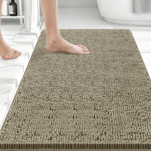 Bcoimo Bath Rug Mat,36x24 Chenille High Absorbent Latte Bathrom Floor Mats