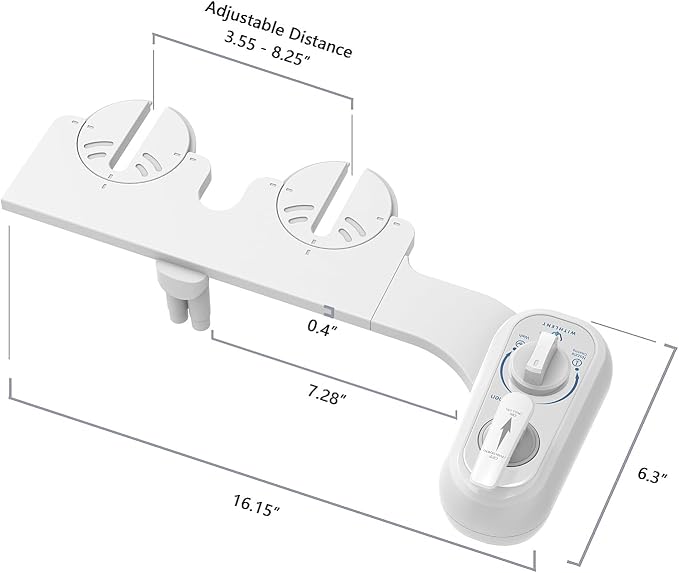 Left Hand Bidet Attachment for Toilet - Control Panel on Left Side - Self-Cleaning Dual Nozzle for Front and Rear Wash,Non-Electric Adjustable Water Pressure, Water Bidet Toilet Seat Attachment