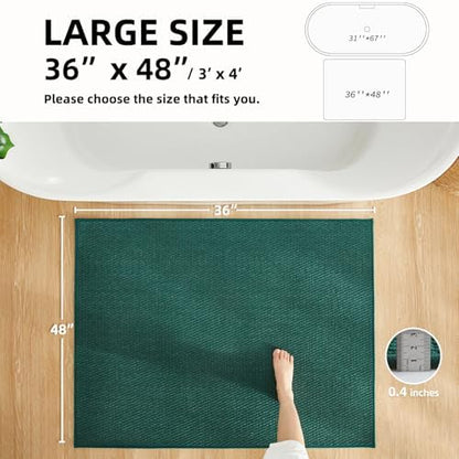 TYUU Large Bathroom Rugs Non Slip Washable Bath Rugs Super Absorbent Bathroom Rug Thin Quick Dry Low Pile Bath Mats, Dark Green 36"x48"