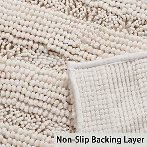 2 Piece Bathroom Rug Set with Toilet Mat, Soft Absorbent Chenille, Non-Slip