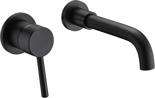 sumerain Black Bathroom Faucet Wall Mount Lavatory Faucet, Left-Handed Single Handle