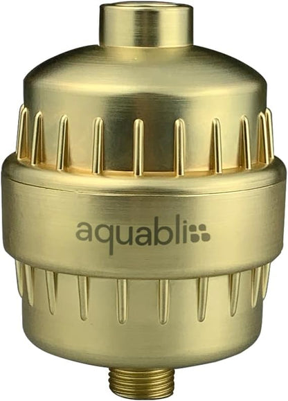 Aquabliss SF100 Daily Revitalize Shower Filter - Matte Gold | Reduces chlorine, sediment & heavy metals. Vitamin C infusion designed for sensitive, eczema-prone skin. No tools needed