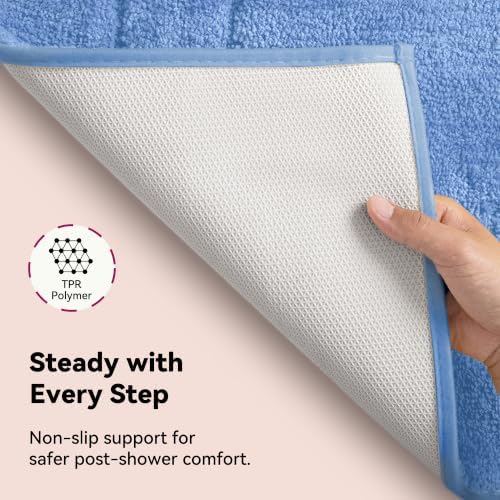 GRANNY SAYS Blue Bathroom Runner Rug 24" x 59", Soft Microfiber Bath Mat