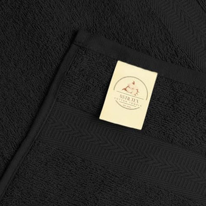 Bath Towels Bulk Set of 12 – 24" x 48" – 100% Cotton Terry, Soft, Quick-Dry & Highly Absorbent – Black Towels for Bathroom, Spa, Gym, Hotel, Pool & Everyday Use