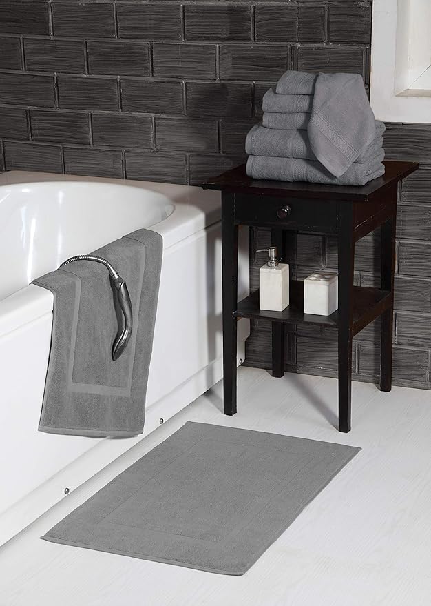 HILLFAIR 900 GSM 100% Cotton Floor Towels - 2 Piece Towels Set - Platinum Grey