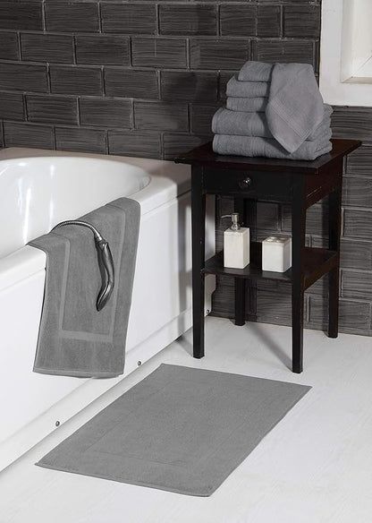 HILLFAIR 900 GSM 100% Cotton Floor Towels - 2 Piece Towels Set - Platinum Grey