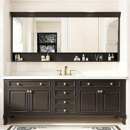 48-92IN Single/Double Sink Bathroom Vanity, Defogging Smart Mirror, Modern American Free Standing Vanity with Bathroom Cabinet