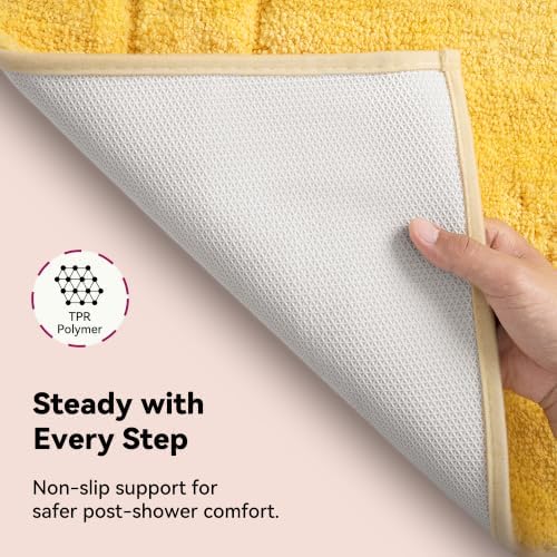 GRANNY SAYS Yellow Bathroom Rug 36" x 24", Non-Slip Microfiber Bath Mat