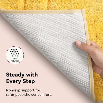 GRANNY SAYS Yellow Bathroom Rug 36" x 24", Non-Slip Microfiber Bath Mat
