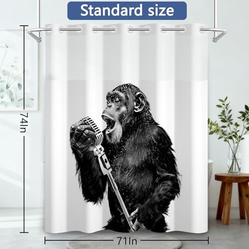 No Hook Shower Curtain with Snap in Liner 71x74 Inch