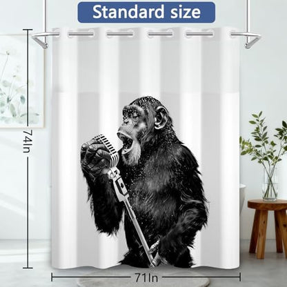 No Hook Shower Curtain with Snap in Liner 71x74 Inch