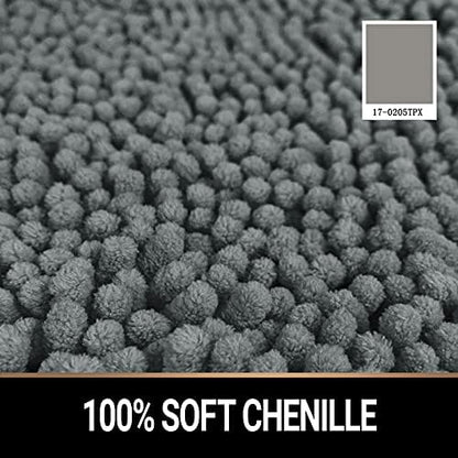 MAYSHINE Plush Shaggy Chenille Bath Mat | Extra Soft, Super Absorbent, Non-Slip Bathroom Rug | Fluffy Microfiber, Area Rug Sets for Bathroom Floor, Kitchen, Living Room | 59"x31" | Dark Blue