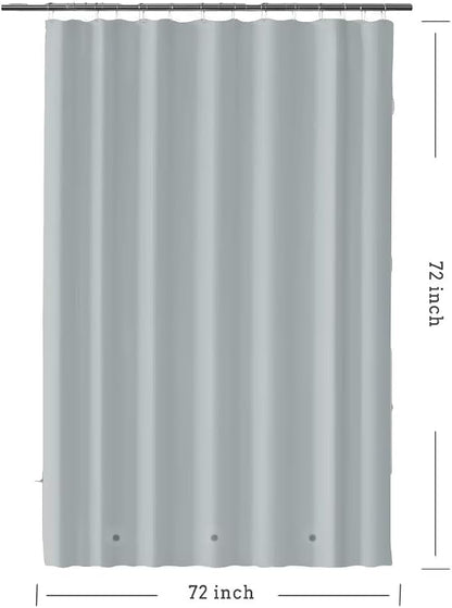 TIKABC Grey Shower Curtain Liner, 4G PEVA Shower Liner, Plastic Waterproof Shower Curtains, 72x72 inch with Grommet Holes 3 Magnetic Weights