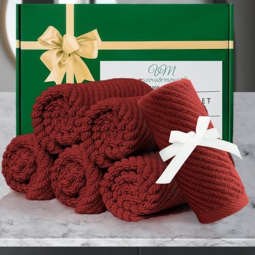 VOOVA & MOVAS Washcloths 6PC, 100% Cotton, 13x13 in, Burgundy Red
